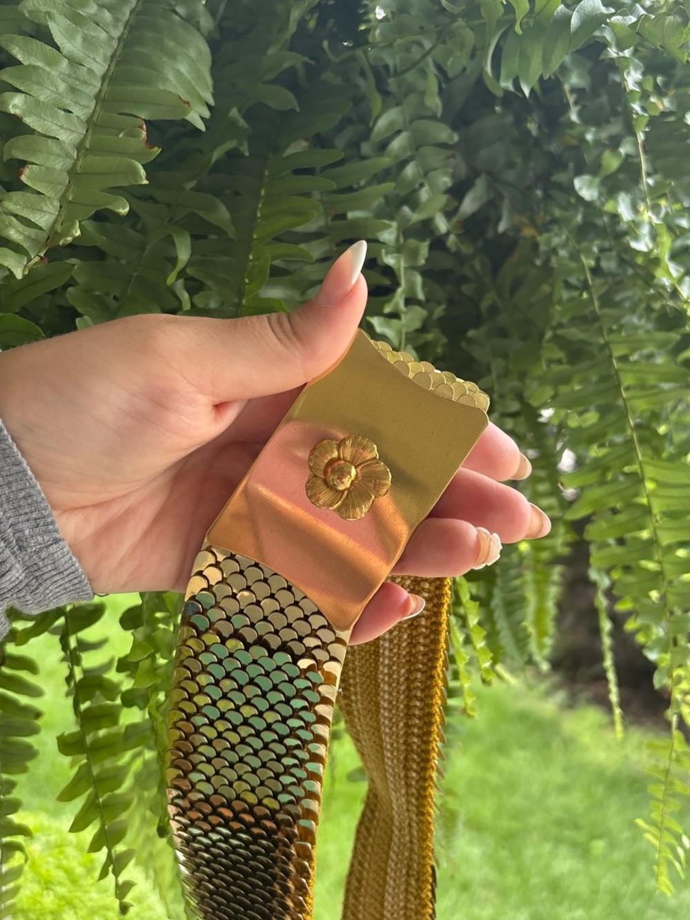 Gold Floral Medallion Stretch Belt for Women